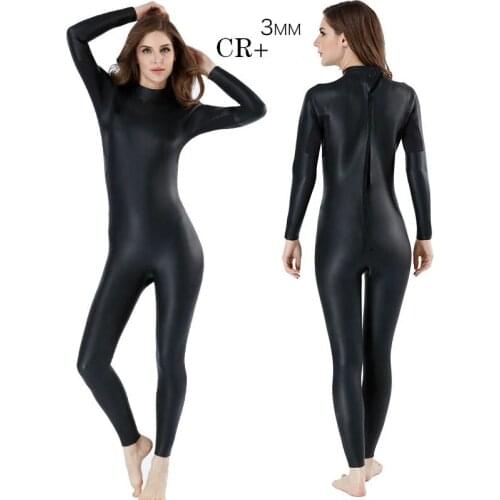 CR + Super Elastic smooth Leather Wetsuit 3MM neoprene men women One Piece Scuba diving suit spearfishing snorkeling swimwear