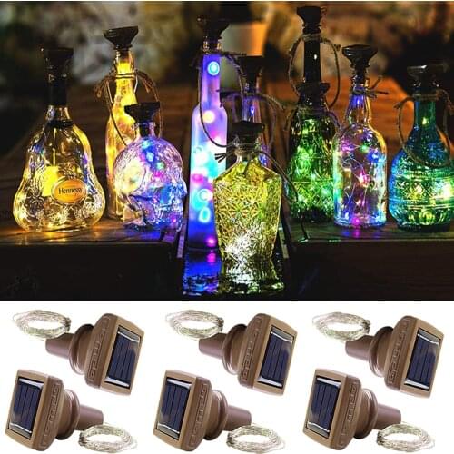 6/3/1pcs Solar Powered Bottle Lights String 1m 2m 10leds 20leds Copper Wire Cork Lights for Christmas Holiday Party Fairy Decor