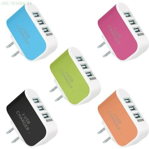Candy Color Triple 3USB Ports 3.1A USB AC EU/US Wall Charger Home Plug for Samsung for Iphone 7 6 5 50PCS/LOT