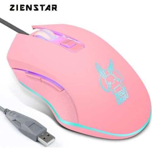 Zienstar D.VA USB Mouse Mice with 7Color Backlit ,3200DPI,Yellow Pink Purple Blue Colors for Macbook,Computer PC,Laptop