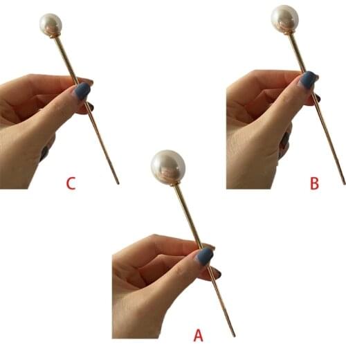 Imitation Pearl Hair Stick Fork Chignon Pin Vintage Metal Chopsticks Hairpins Updp Bun Holder Hair Styling Accessories