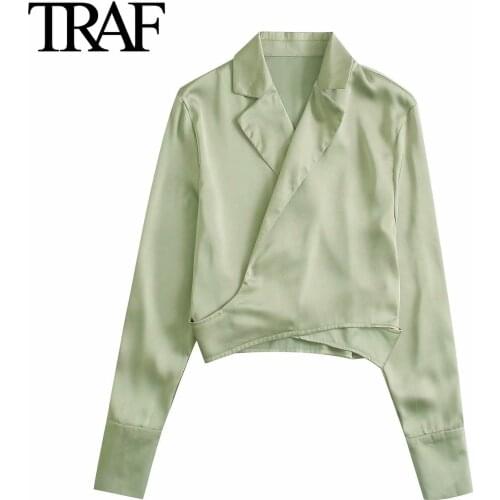 Traf Women Clothes Spring Autumn Long Sleeve Blouses Chic Office Loose Bowknot Bandage Shirts French Fashion Satin Tops