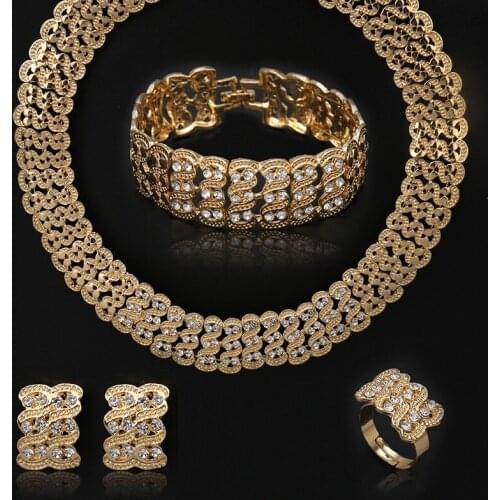Fani Exquisite Dubai gold Jewelry Set Wholesale Joyería Nigerian Woman Wedding Jewelry Set African Beads Bridal Jewelry Set