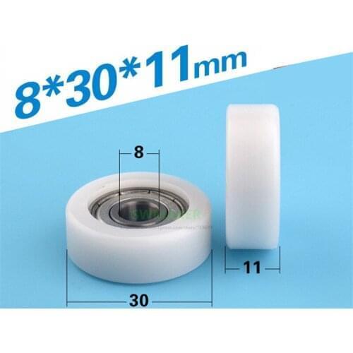 10pcs 8*30*11mm 608zz flat roller / M6 M8 plastic guide wheel / bearing pulley, POM 3cm automatic accessories