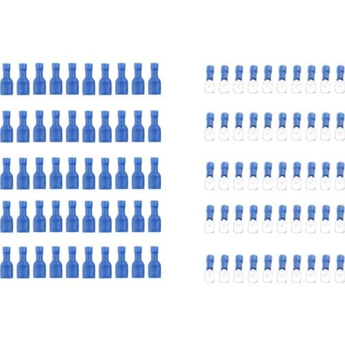 100pcs 16-14AWG Spade Female Fully Insulated Wire Terminals Connectors Kits