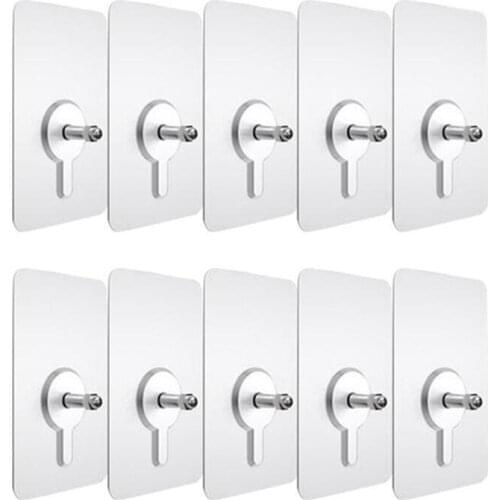 2Pcs/Pack Strong Adhesive Screw Transparent Hooks No Trace Holders & Racks Adhesive Seamless Wall Hook Bathroom Home Decor