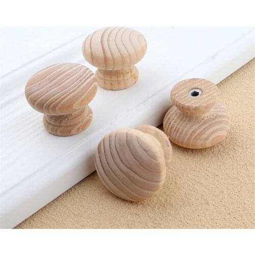 2021 New Solid Wood Handle Nordic INS 40mm Round Environmentally Paint-free Drawer Knob Handles Cabinet Door Furniture Pulls