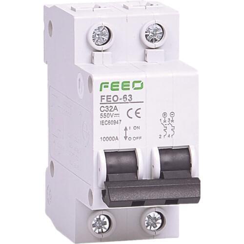 2P DC 550V Circuit breaker MCB C curve direct-current for PV CE Certificate