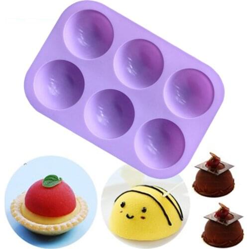 6 Holes Half Ball Sphere Silicone Non-Stick Cake Mold Chocolate Mould DIY Cake Decoration Kitchen Baking Tools