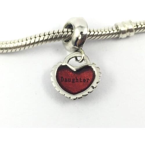 Free Shipping 925 Sterling Silver Red Daughter Pendant European Beads Fit Pohier Bracelets &Necklace SP00041