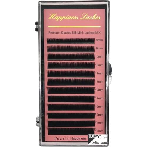 Free Shipping Natural Russian Volume Soft Silk Eyelash Extension Individual Korea Import Eyelashes Faux Mink Cilios Eye Lashes