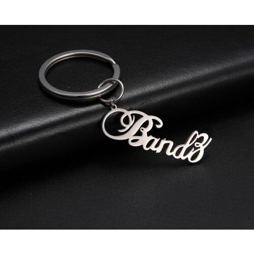Skyrim Custom Keychain Stainless Steel Customized Personalized Name Nameplate Letter Keyring Key Chains Gift for Women and Men