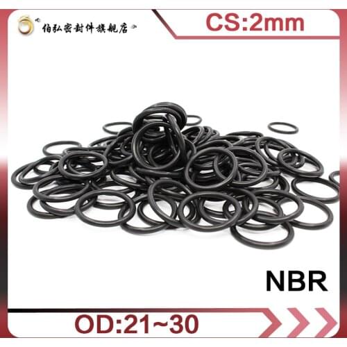 Nitrile Rubber O-Ring 20PC/lot Black NBR Sealing CS 2mm OD21/22/23/24/25/26/27/28/29/30mm O-Ring Seal Gasket Ring