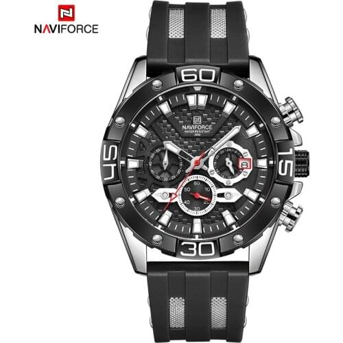 NAVIFORCE Quartz Wrist Watch For Men Military Sports With 3 Small Dials Shock Resistant Week Display Luminous Men Clock Watches