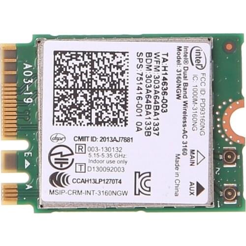 Dual Band Wireless 802.11 AC 3160 NGW Bluetooth 4.0 Wifi WLAN Card