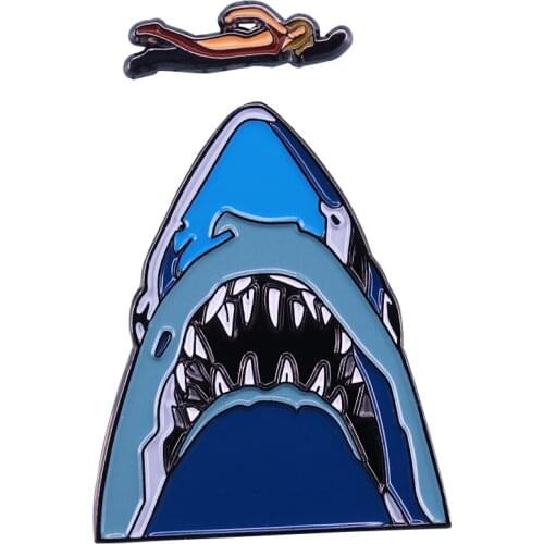 Shark enamel pin popular art decor