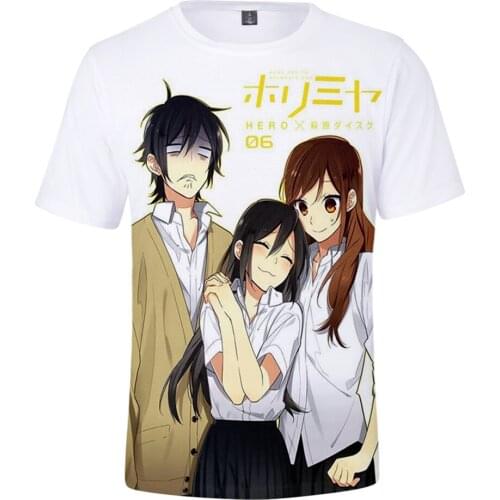 Anime Mens Horimiya 3D Summer Preppy Style Men/Women Street T-shirt Retro Youthful passion Innovation Miyamura Izumi Tees