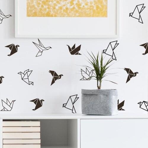 Geometric Origami Birds Wall Sticker Baby Nursery Office Origami Geometric Bird Animal Wall Decal Bedroom Vinyl Home Decor