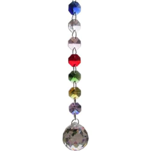 3FT Garland Color mixing Lamp Prisms Crystal Octagon Beads Window Treatment Curtains with Ball 30mm M02094-15