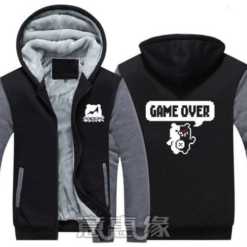 Danganronpa Hoodie Dangan Ronpa Cosplay Monokuma Bear Coat Jacket Winter Men Thick Zipper Sweatshirts