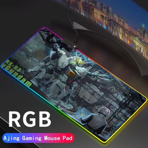 Gundam Gaming Mouse Pad Large 80x30/90x40cm Robot rgb Mousepad Light Desk Mat Computer Gamer LED Backlight Keyboard Carpet