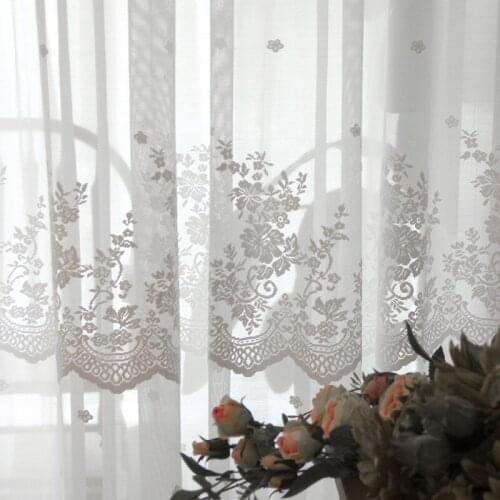 Korean horizontal embroidered curtain lace Princess window window curtain bedroom partition decoration embroidered curtain tulle