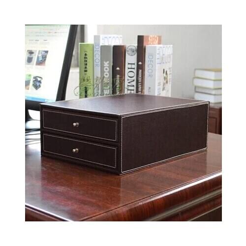 2-drawer wood structure leather container desk filing cabinet office storage box office organizer document container WJG001
