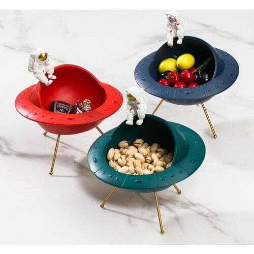 CREATIVE ASTRONAUT SCULPTURE DESKTOP SPACESHIP STATUE WITH STORAGE HOME COSMONAUT CHARACTER FIGURINES CREATIVE DECOR MINIATURES