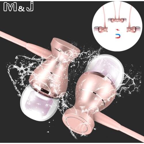 M&J J9 Metal Magnetic Sport Running Earphone In-Ear Earbuds Clarity Stereo Sound With Mic Headset For Mobile Phone MP3 MP4 PC
