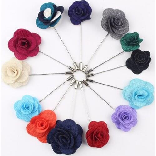 Fashion Boutonniere Small Flower Stick Lapel Tie Pin Brooch Badge Cloth Breastpin