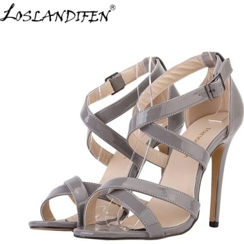 LOSLANDIFEN Fashion Womens Pumps High Heels Leopard Lady Single Shoes Thin Wedding Ankle Strap Sandals