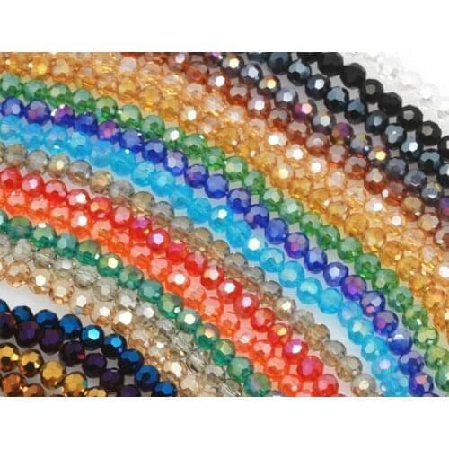 Dt3or 3*4mm 1000pcs White black Mixed Color Faceted Quartz Rondelle glass Beads Bracelet DIY spacer crystal