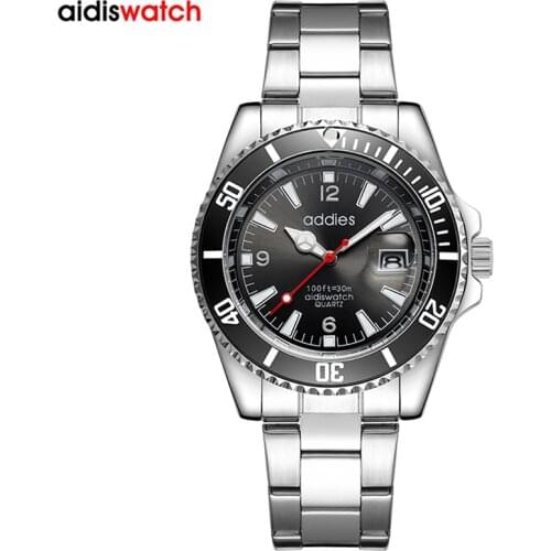 ADDIES Fashion Quartz Male Watch Business Casual Mens Steel Calendar Waterproof Quartz Wrist watches Relogio Masculino