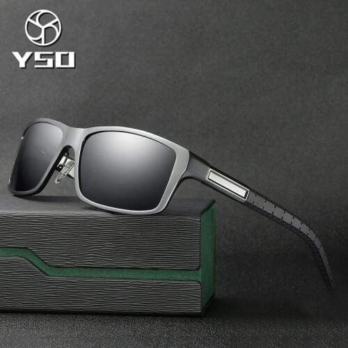 YSO Sunglasses Men Polarized UV400 Aluminium Magnesium Frame TAC Lens Sun Glasses Driving Glasses Square Accessory For Men 8554