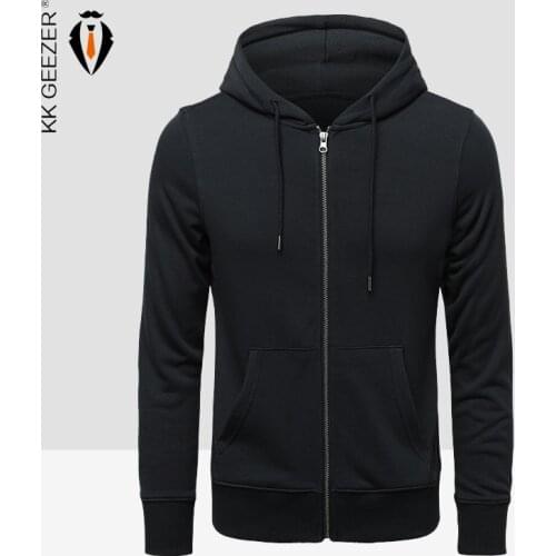 Men Hoodies Cotton Sweatshirts Cardigan Sweater S-5XL Plus Size Black 100% Cotton Streetwear Hooded Sportswear Male Spring Autum