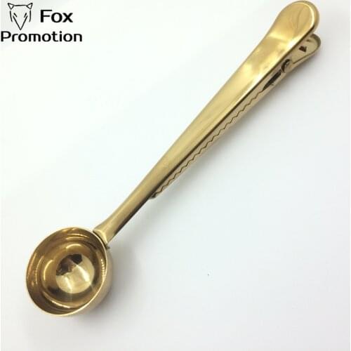 Stainless Steel Coffee Scoop with Bag Clip Sealing Ground Coffee Spoon Silver Heathful Kitchen Tools Measuring Scoop 175MM long