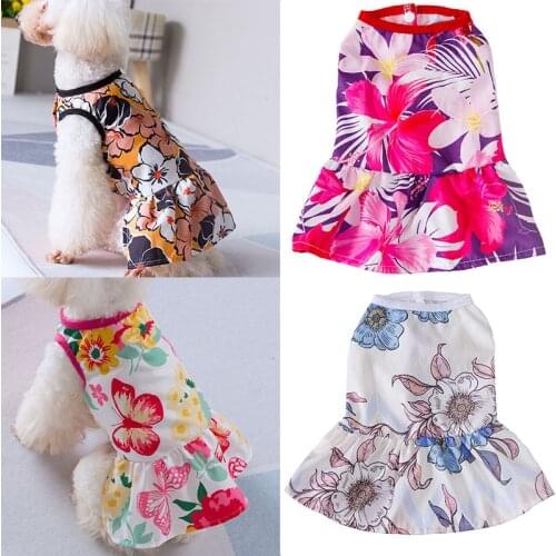 New Summer Dog Clothes Skirt Flower Printed Dogs Dress for For Chihuahua Pug Yorkie Pet Products Dog Clothes for Small Dogs