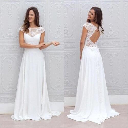 2021 New Simple Boho Wedding Dress Beach Spaghetti Straps Robe de mariee Off The Shoulder Bridal Dress Chiffon Wedding Dresses