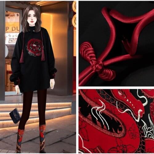 Large size womens early autumn new style Weiyi dress retro style Guochao Qipao hoody sweatshirt clothes album para top titan