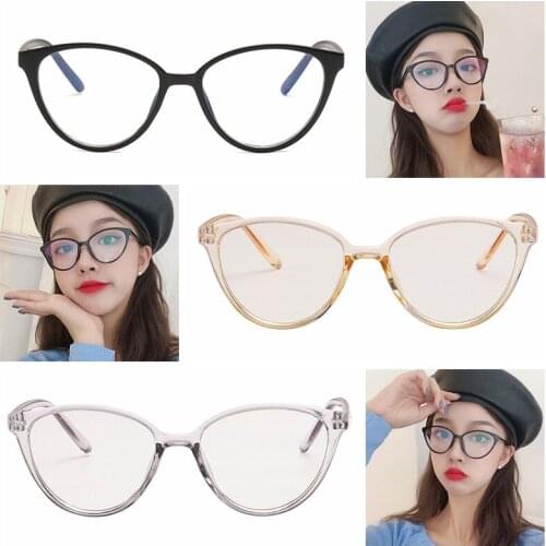 2020 New Vintage Cat Eye Glasses Jelly Color Flat Mirror Simple Eyewear Women/Men Glasses