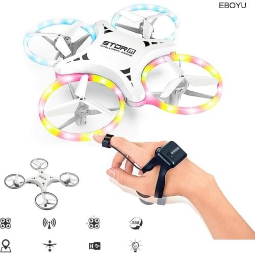 EBOYU 023 RC Drone 2.4Ghz Induction Auto-avoid Obstacles RC Quadcopter Drone Novelty Hand Controlled Flying Ball LED Light RTF