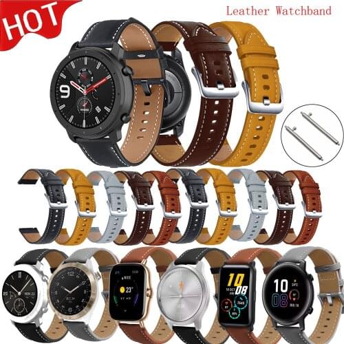 Lyqsta Watch Strap For Xiaomi Huami Amazfit Gtr 47/Garmin Vivoactive4 /Amazfit Gtr 47/Polar Vantagem Bracelets Leather Watchband