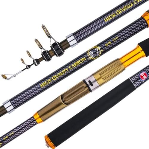2.1m 2.4m 2.7m 3.0m Telescopic Fishing Rod Spinning Canne Carbon Fiber Ultralight Hard Rock Wedkarstwo Olta Fishing Accessory