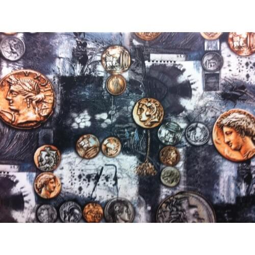 Print patchwork fabric cotton tulle fabric cotton knit fabric coin painting coin painting coin paintings coins pattern printf