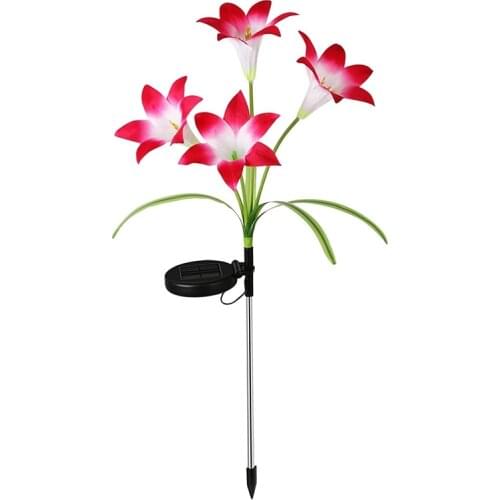 Solar Flower Lights Outdoor 4 Pack Solar Garden Stake Flower Lights for Lawn Patio Pathway Yard Farm Wedding Decoration