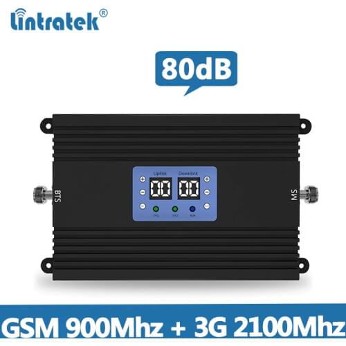 Lintretek 80dB Repeater GSM 2G 3G Signal Booster 900 2100Mhz Ampli AGC MGC Dual Band Signal Repeater Amplifier 25dBM 2019 NEW