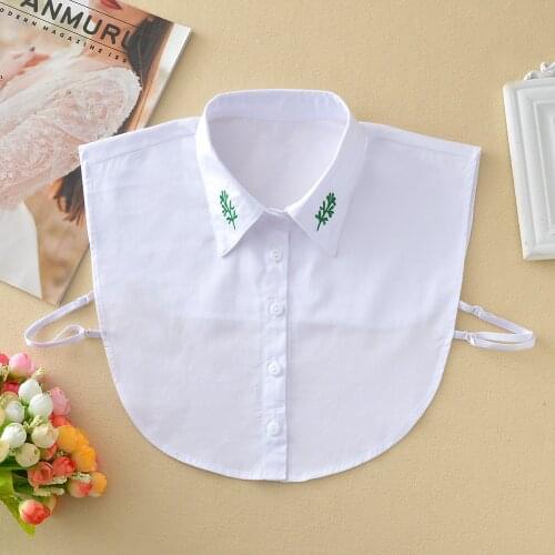 Linbaiway Women White Solid Color Fake Collar Ladies Lapel Shirt Detachable Collars for Sweater Autumn False Collar Decorative