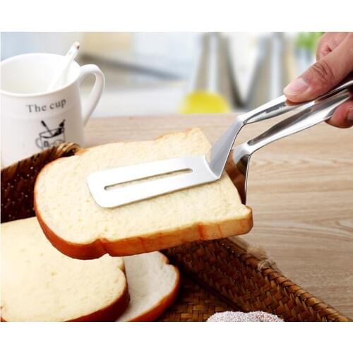1PC Cooking Tools 304 Stainless Steel Barbecue Clip BBQ Tongs Fried Shovel Bread Meat Vegetable Steak Clamp OK 0658