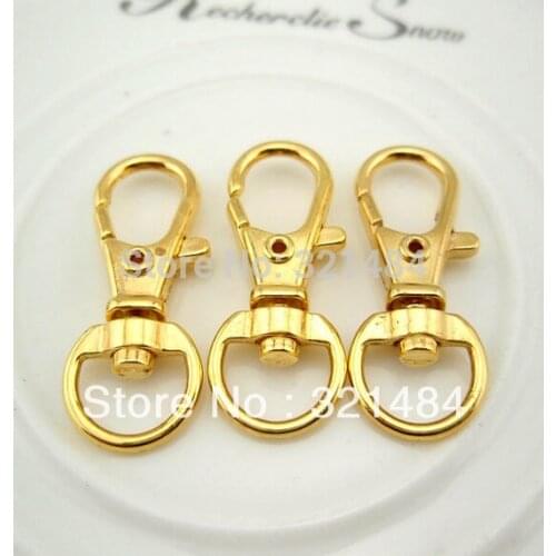 100pcs Gold plated Metal 32mm Purse Chain Hook Swivel Claw Lobster Clasp Fit Key Ring/Rings/Key Chain DIY Findings