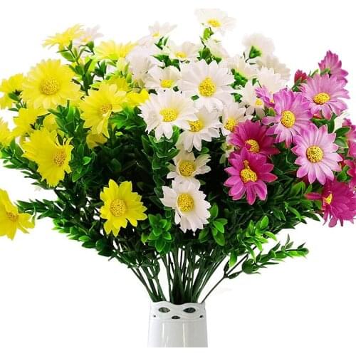 12 Bundles Artificial Daisies Flowers Outdoor Fake Plants White Daisy Fake Foliage Greenery Faux Plants